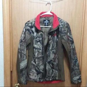 camouflage and red jacket